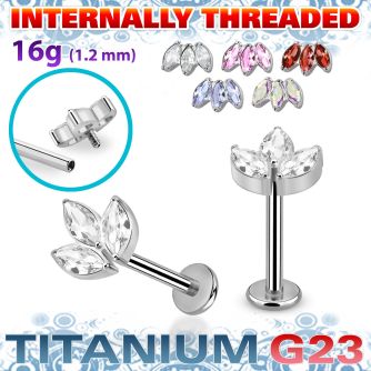 ulbin30 titanium g23 labret leaf top marquise cz internal