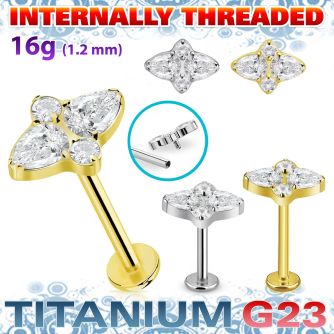 ulbin31 titanium g23 labret 16g tear and round cz internal