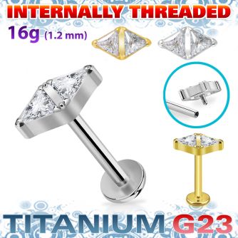 ulbin32 titanium g23 labret 16g double triangle cz internal