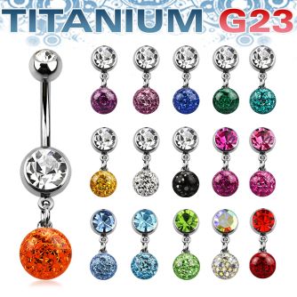 umcd626 titanium g23 belly banana with bezel dangling ball
