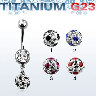 umcd626a piercing ombligo titanio g23 bolas joya bisel 5 8mm bola multi cristal 8mm puntos 10mm distribuidor