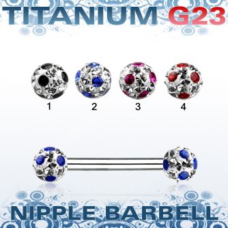 unpfr5a titanium g23 nipple barbell w 5mm ferido dotted balls