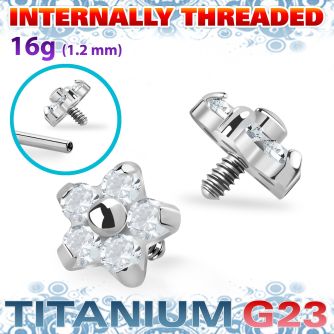ushz15in high polished titanium g23 flower top cz prong set