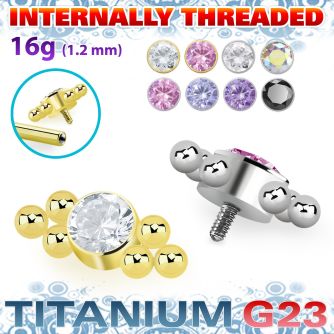 ushz21in titanium g23 top six balls cluster bezel cz