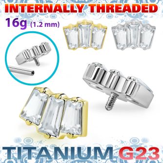 ushz26in titanium g23 top three baguette cz prong set
