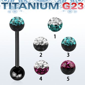 utbbfr5e anodized titanium g23 barbell w 5mm 2 color ferido ball