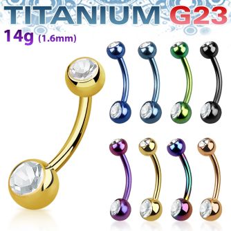 utbn2cs anodized titanium banana w 2 bezel jewel 5 6mm balls