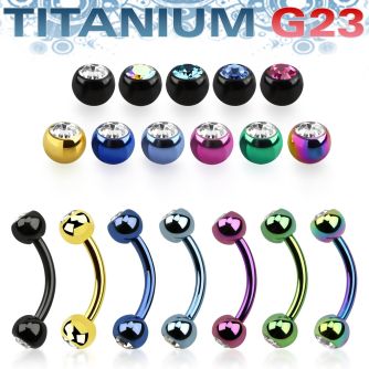 utbne2c4 anodized titanium g23 eyebrow banana w 4mm jewel balls