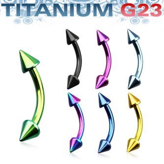 utbnecn anodized titanium g23 eyebrow banana ring with 3mm cones