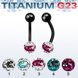 utbnfr6c anodized titanium banana w 6mm multi crystal zebra ball 