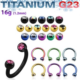 utcbe2c anodized titanium g23 circular barbell w 3mm jewel balls