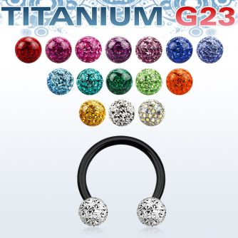 utcbfr4 barbell circular titanio g23 anodizado bolas multi cristal pegadas ferido 4mm distribuidor