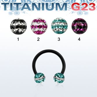 utcbfr5d barbell circular titanio g23 anodizado bolas multi cristal 5mm triple linea al por mayor