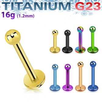 utlbb25 anodized titanium g23 labret w two 2 5mm balls