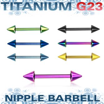 utnpcn5 anodized titanium g23 nipple barbell with a 5mm cones