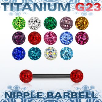 utnpfr5 anodized titanium nipple barbell w multi crystal balls