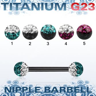 utnpfr5e anodized titanium barbell w 5mm 2 color ferido balls