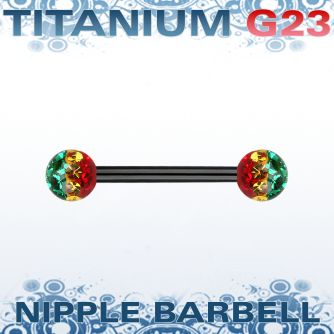 utnpfr5r anodized titanium g23 barbell w 5mm rasta ferido balls