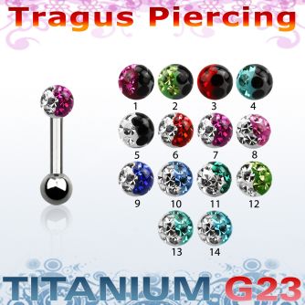 utrg7e barbell tragus titanio g23 bola multi cristal 3mm colores bola lisa 3mm 6mm distribuidor mayorista