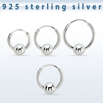 vbcr14m 925 silver ball closure earrings (1.6mm) with 5mm ball