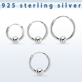 vbcr14s 925 silver ball closure earrings (1.6mm) with 4mm ball