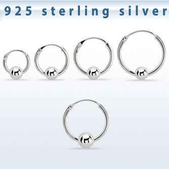 vbcr16m 925 silver ball closure earrings (1.2mm) with 4mm ball