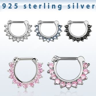 vsepc16 septum clip plata 925 barra cierre acero 316l zirconia al por mayor