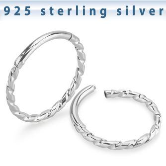 vsghb16 925 sterling silver hinged segment ring 16g twisted