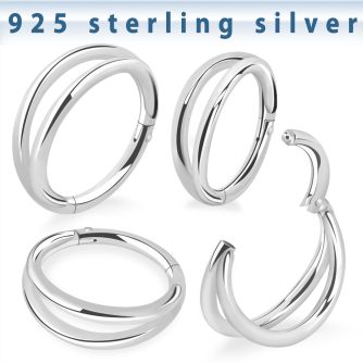 vsghe16 silver hinged segment ring 16g double plain
