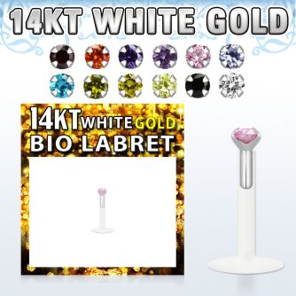 wgbizm labret bio flexible transparente oro blanco 14 quilares plateadas rodio presion zirconita redonda 2mm distribuidor mayorista