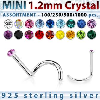 wholesale silver nose screw bulk w 1.2mm crystal top