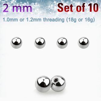xbal2 pack of 10 pcs of 2mm high polished 316l steel balls
