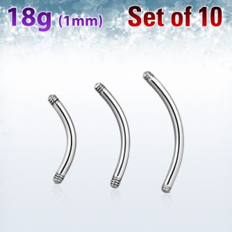 xbn18g pack of 316l steel eyebrow banana posts