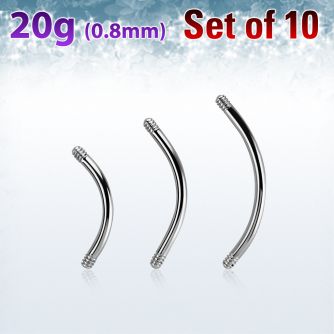 xbn20g set w 316l steel eyebrow banana posts w 0.8mm threading