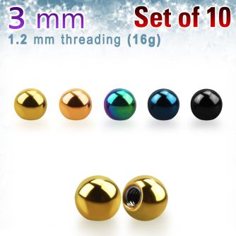 xbt3s pack of 3mm anodized 316l steel balls threading 1 2mm