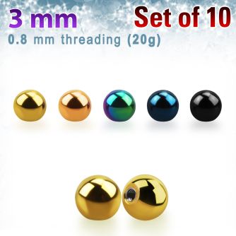 xbt3xs pack of 10 pcs of 3mm anodized surgical steel balls