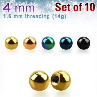 xbt4g pack of 4mm anodized 316l steel balls threading 1 6mm
