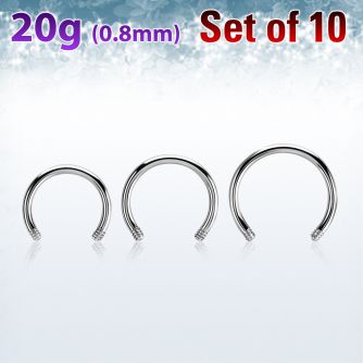 xcb20g set w 316l steel circular barbell post w 0.8mm threading