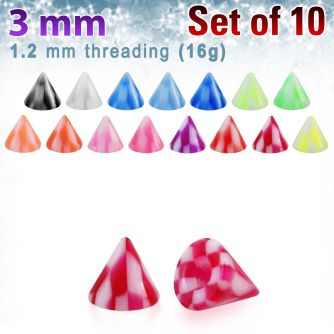 xckcn3 pack of 10 pcs of 3mm acrylic checkered cones