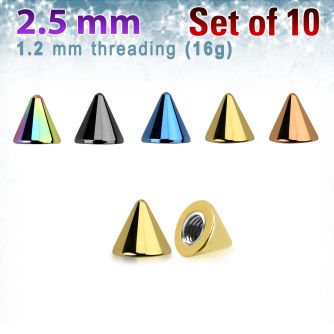 xcnt25 pack of 10 pcs of 2 5mm anodized surgical steel cones