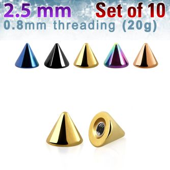 xcnt25xs pack unidades conos acero quirurgico anodizado rosca g