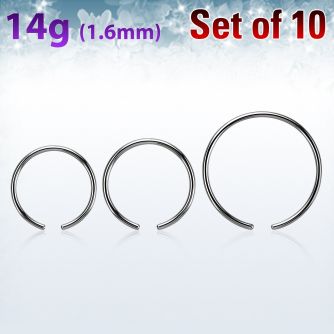 xcr14g pack w 10 pcs. 316l steel ball closure ring post  1.6mm