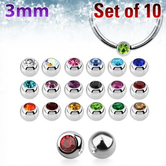 xdpbc3 3mm steel ball closure ring ball w bezel set crystal