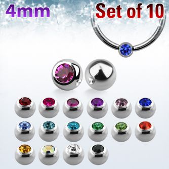 xdpbc4 4mm steel ball closure ring ball w bezel set crystal