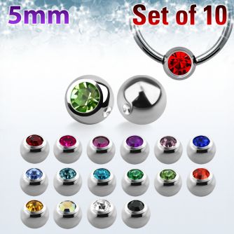 xdpbc5 5mm steel ball closure ring ball w bezel set crystal