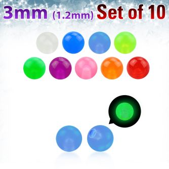 xglb3 pack of 10 pcs of 3mm glow in the dark acrylic balls