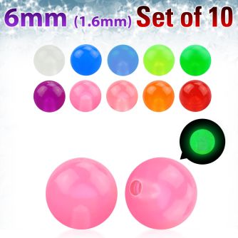 xglb6 pack of 10 pcs of 6mm glow in the dark acrylic balls