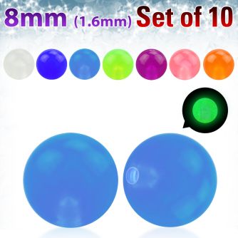 xglb8 pack of 10 pcs of 8mm glow in the dark acrylic balls