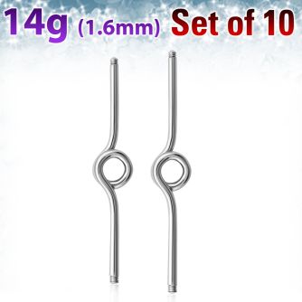 xinb14g pack 10 barbell industrial loop con aro acero quirurgico mayorista