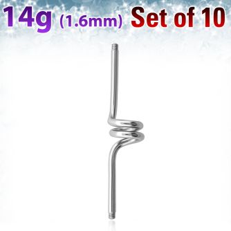 xinc14g pack 10 barbells industriales espiral acero quirurgico rosca distribuidor